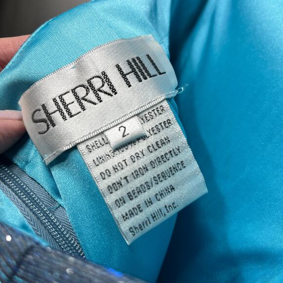 Sherri Hill Dress Blue Iridescent Miss Priss Prom Pageant Shimmer Halter Glam 4 - Picture 9 of 9